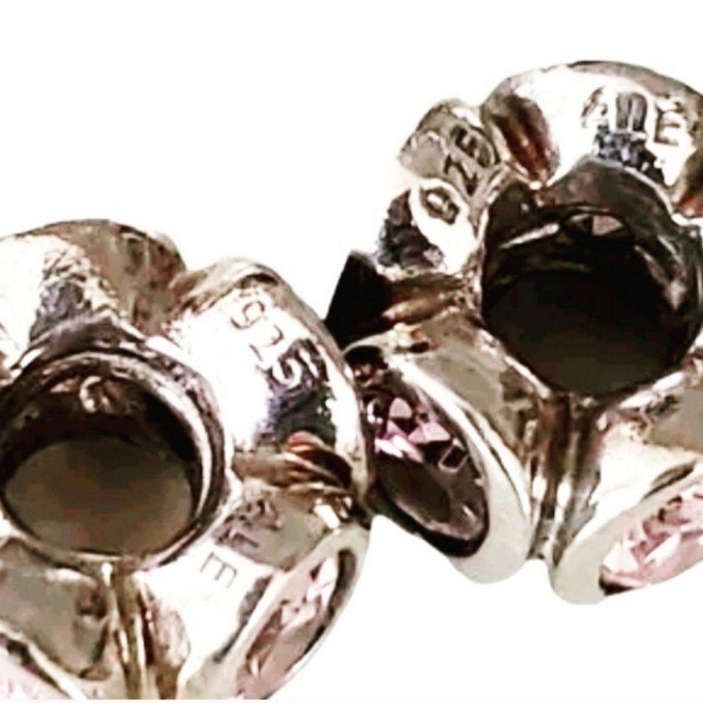 PAIR of Authentic Pandora charms " Oval lights pink " #790311PCZ - Picture 7 of 16